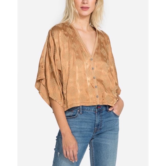 Johnny Was Vevina Satin Cream Shirt M - Picture 2 of 9